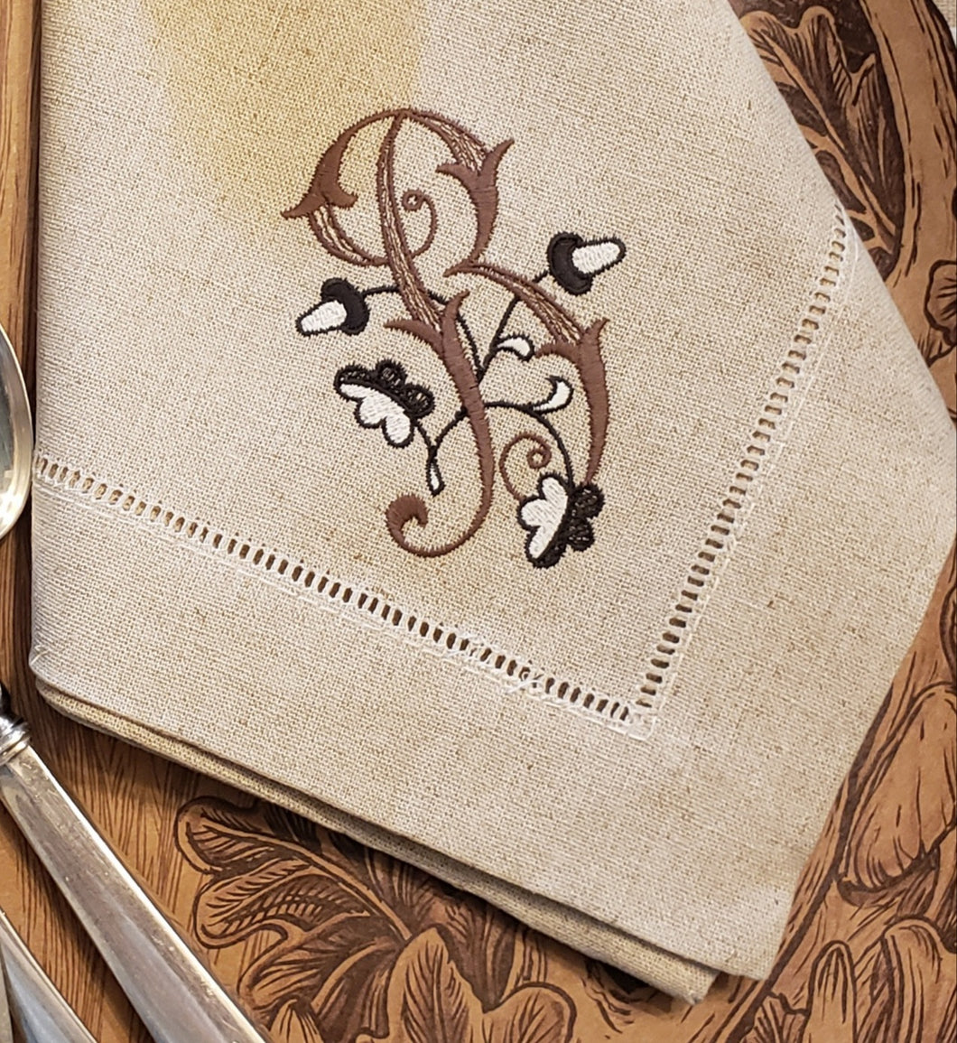 Acorn Monogram Embroidered Napkins